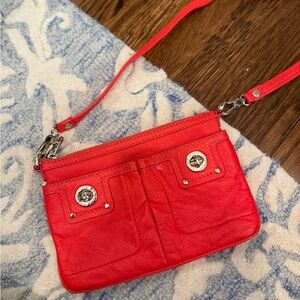 Michael Kors Red Leather Crossbody Wristlet